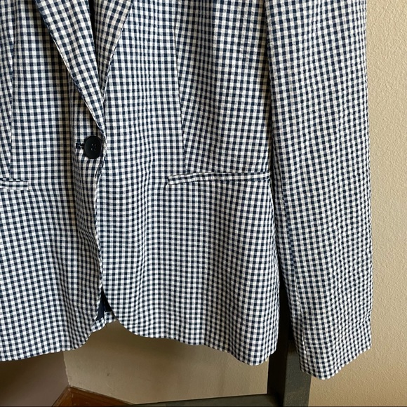 HIPCHIK COUTURE Gingham Glitter Butterfly Print Blazer Blue White Size 6 - Picture 8 of 16